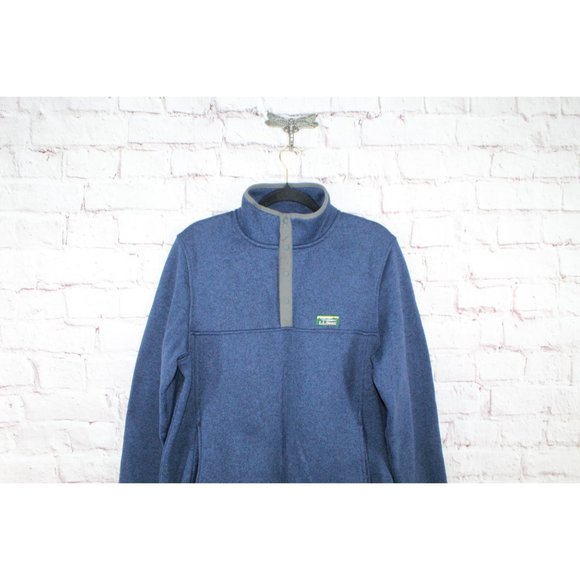 LL Bean Bright Blue Fleece Knit Stretch Pullover Sweater Size M - Picture 5 of 9